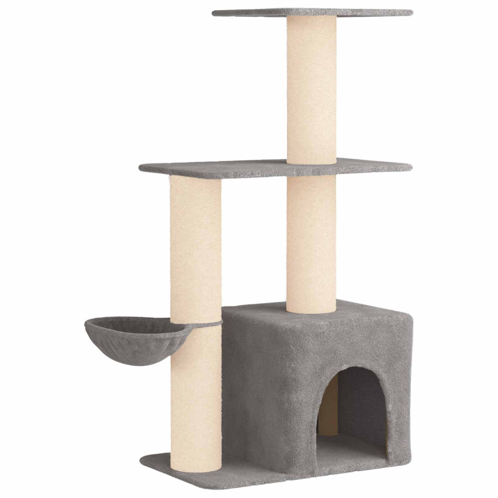 Produktbild för Kattträd med sisal klöspelare Ljusgrå 133 cm