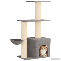Produktbild för Kattträd med sisal klöspelare Ljusgrå 133 cm