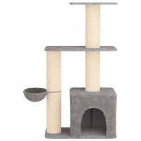 Produktbild för Kattträd med sisal klöspelare Ljusgrå 133 cm