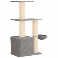 Produktbild för Kattträd med sisal klöspelare Ljusgrå 133 cm