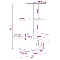 Produktbild för Kattträd med sisal klöspelare Ljusgrå 133 cm