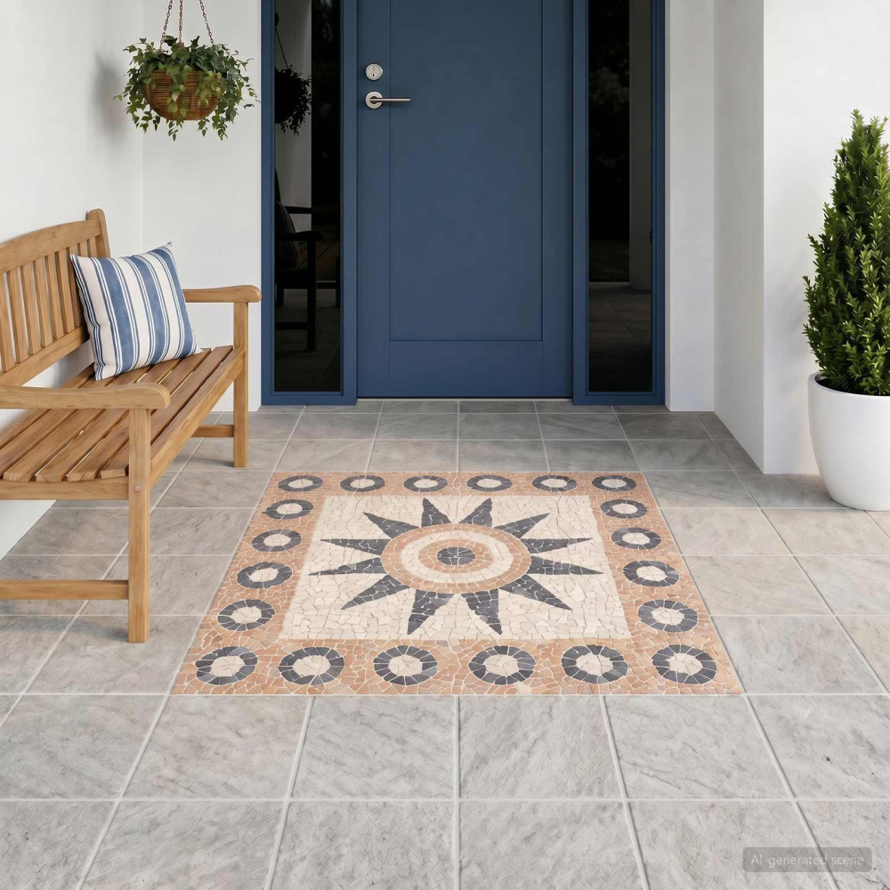 Produktbild för Mosaikplattor Blommönster Flerfärgsdesign 120 x 120 cm Marmor