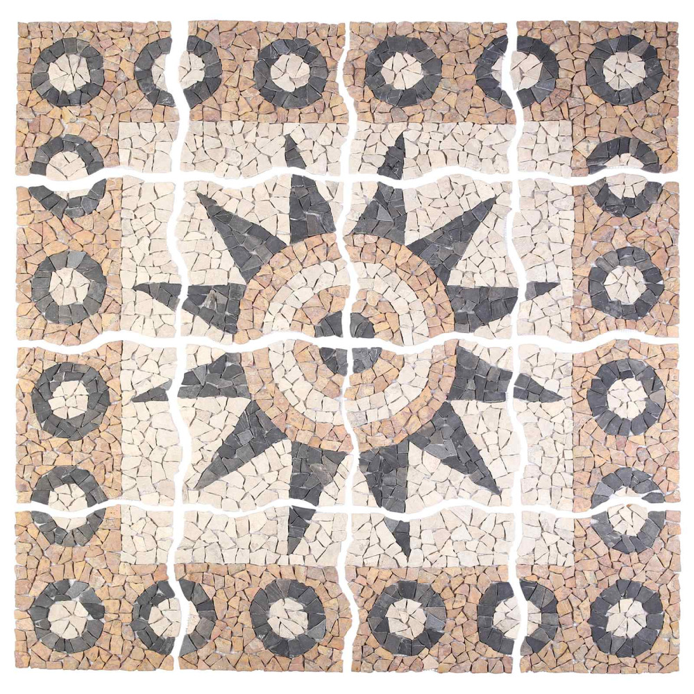 Produktbild för Mosaikplattor Blommönster Flerfärgsdesign 120 x 120 cm Marmor