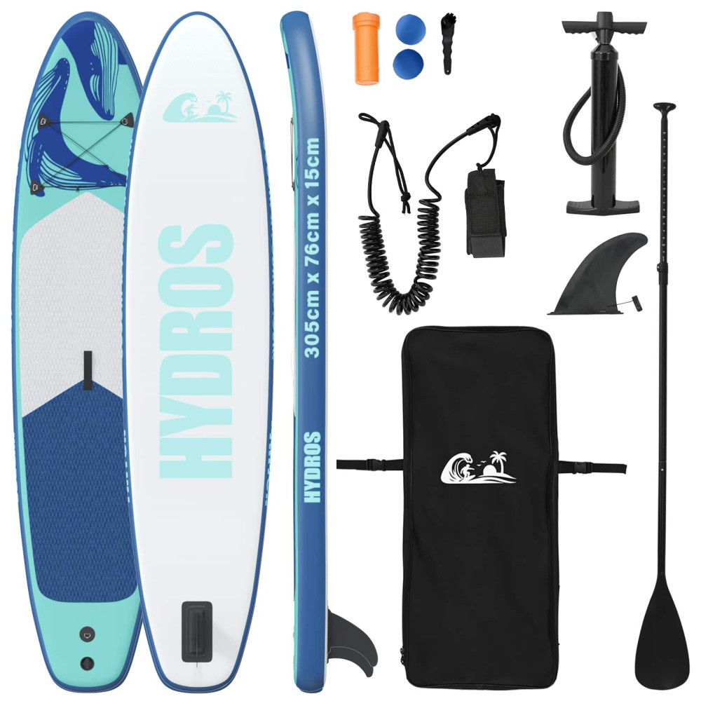 Produktbild för Uppblåsbar Stand Up Paddle Board HYDROS 305 x 76 x 15 cm Turkos