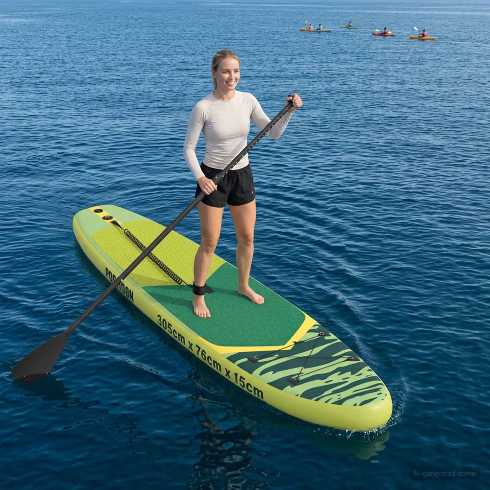 Produktbild för Uppblåsbar Stand Up Paddle Board POSEIDON 305 x 76 x 15 cm Grön