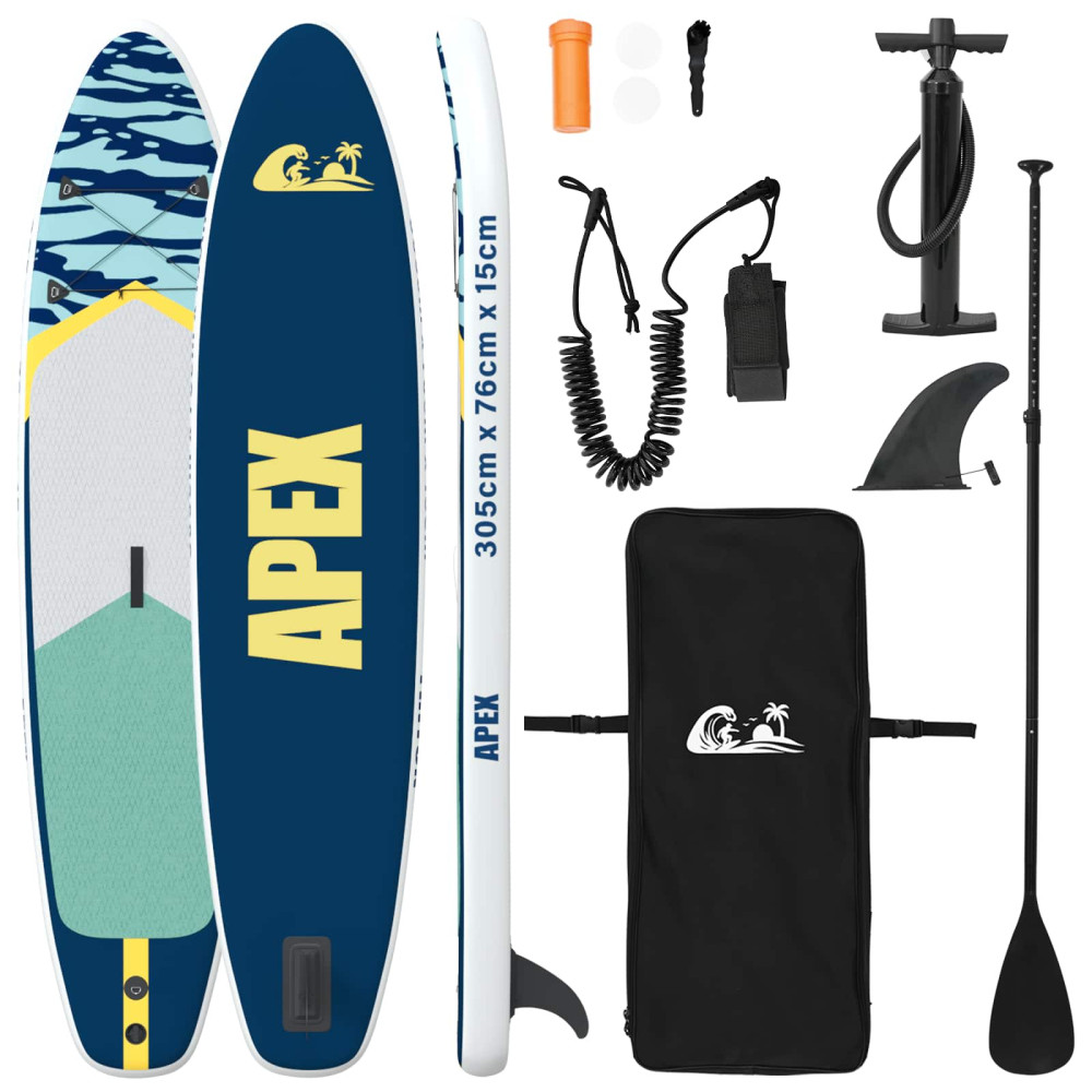 Produktbild för Uppblåsbar Stand Up Paddle Board APEX 305 x 76 x 15 cm Blå för