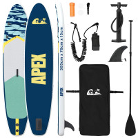 Produktbild för Uppblåsbar Stand Up Paddle Board APEX 305 x 76 x 15 cm Blå för