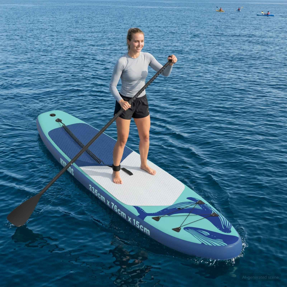 Produktbild för Uppblåsbar Stand Up Paddle Board HYDROS 335 x 76 x 15 cm Turkos