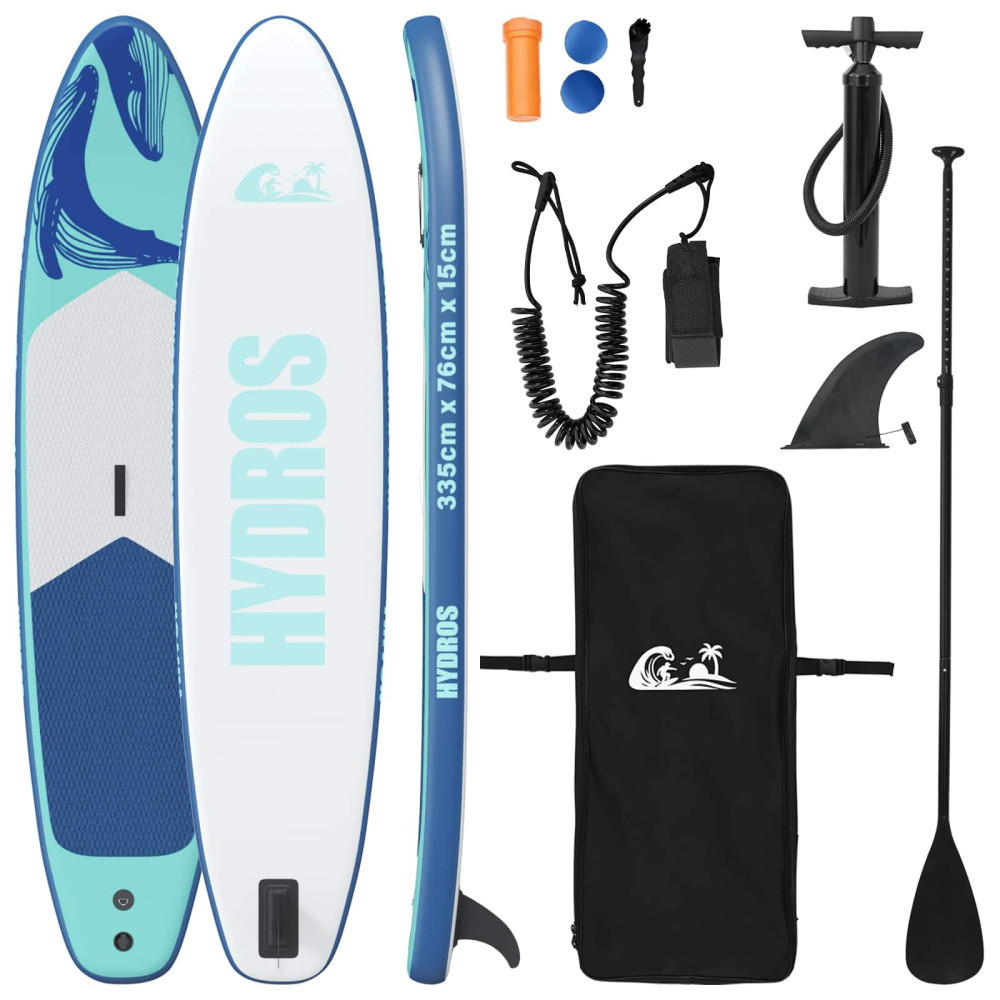 Produktbild för Uppblåsbar Stand Up Paddle Board HYDROS 335 x 76 x 15 cm Turkos