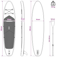 Produktbild för Uppblåsbar Stand Up Paddle Board HYDROS 335 x 76 x 15 cm Turkos