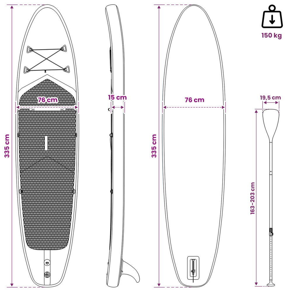 Produktbild för Uppblåsbar Stand Up Paddle Board TRITON 335 x 76 x 15 cm Blå