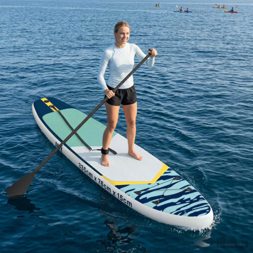 vidaXL Uppblåsbar Stand Up Paddle Board APEX 335 x 76 x 15 cm Blå för