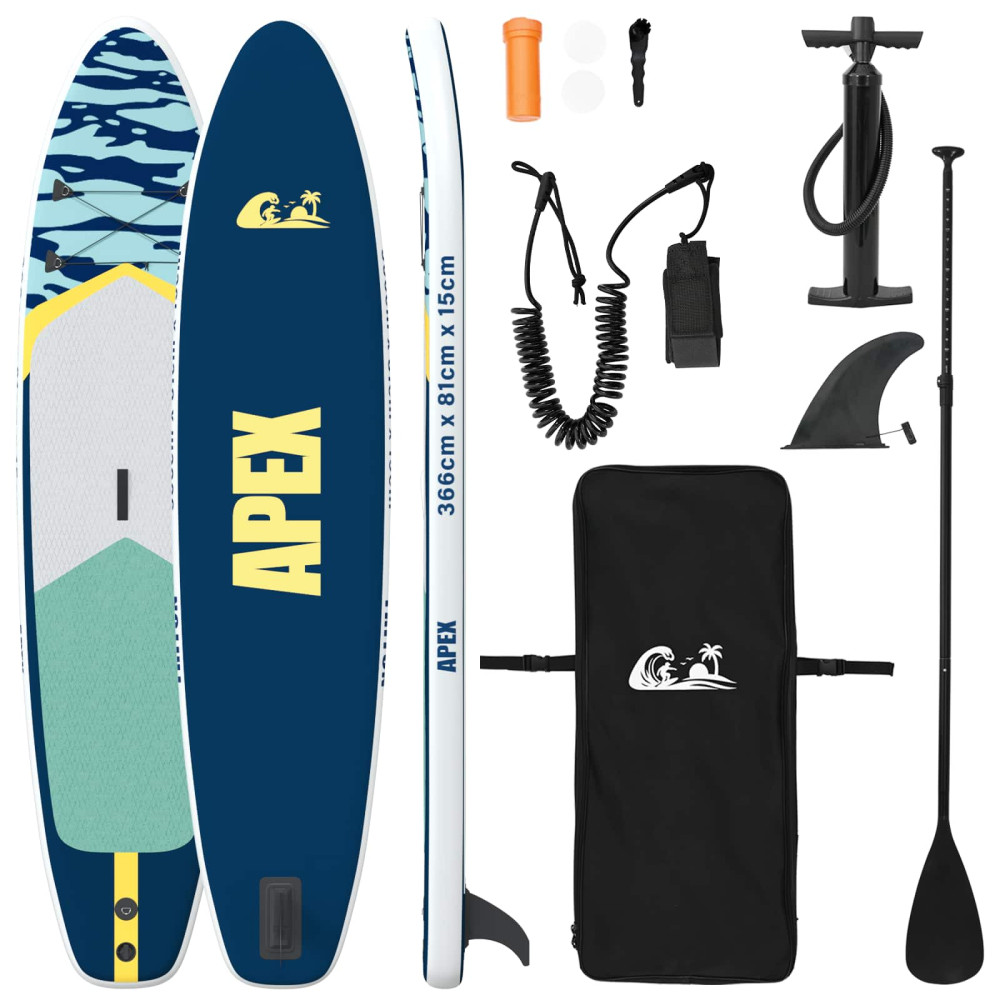 Produktbild för Uppblåsbar Stand Up Paddle Board APEX 366 x 81 x 15 cm Blå för