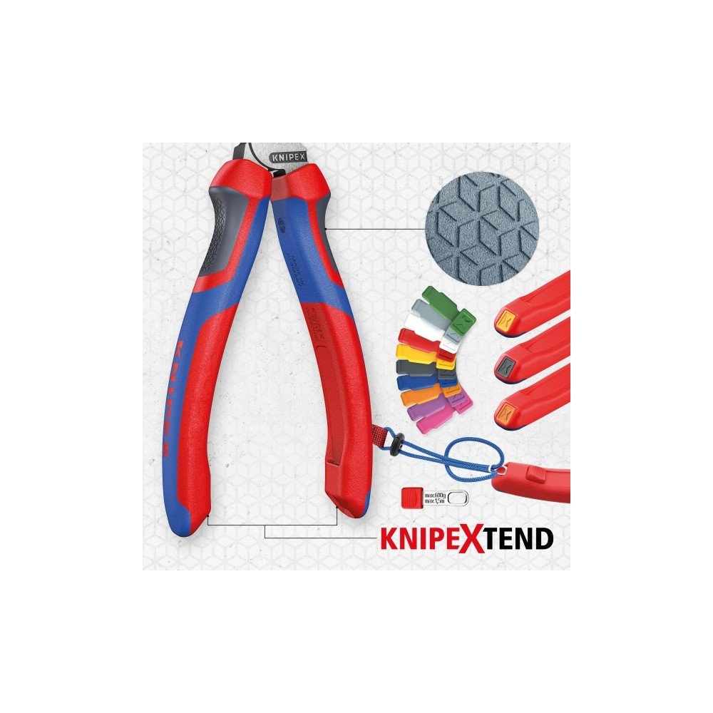 Produktbild för Knipex KP-7002160, Handdriven kabelavbitare, Blå, Röd, Stål,...
