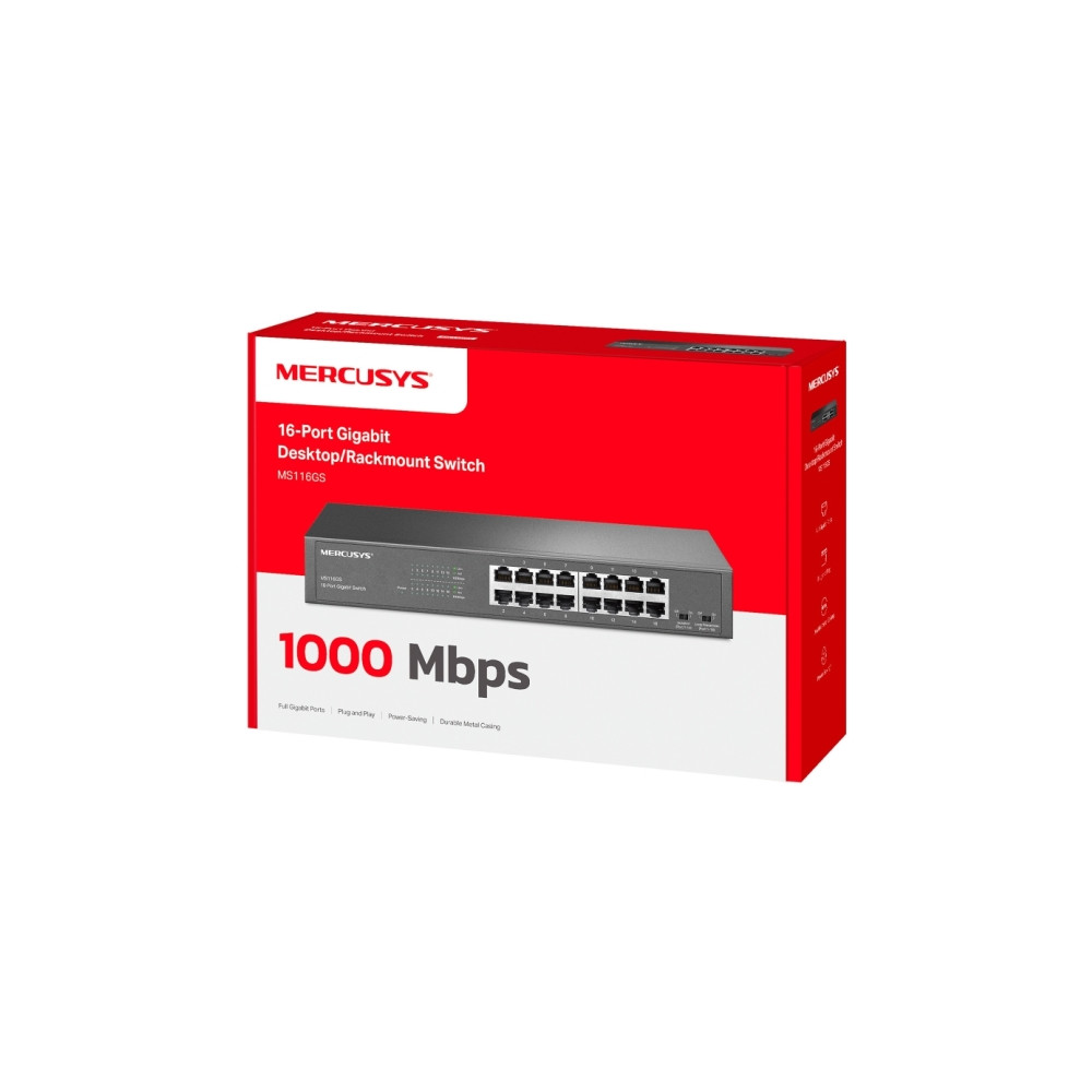 Produktbild för Mercusys MS116GS V1 - switch - 16 portar - rackmonterbar