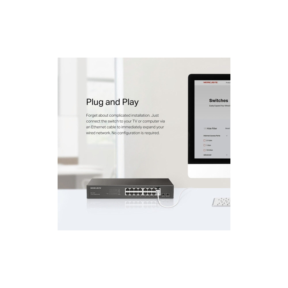 Produktbild för Mercusys MS116GS V1 - switch - 16 portar - rackmonterbar