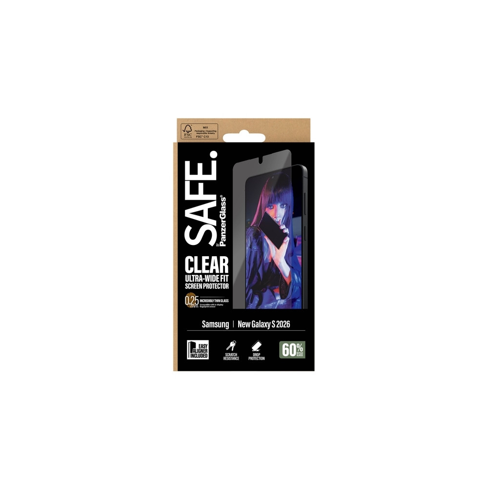 Produktbild för SAFE. by PanzerGlass - skärmskydd för mobiltelefon - ultrabred passning med EasyAligner