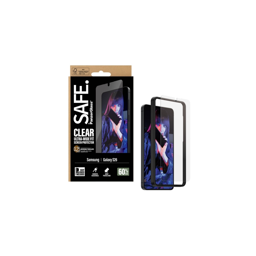 Produktbild för SAFE. by PanzerGlass - skärmskydd för mobiltelefon - ultrabred passning med EasyAligner