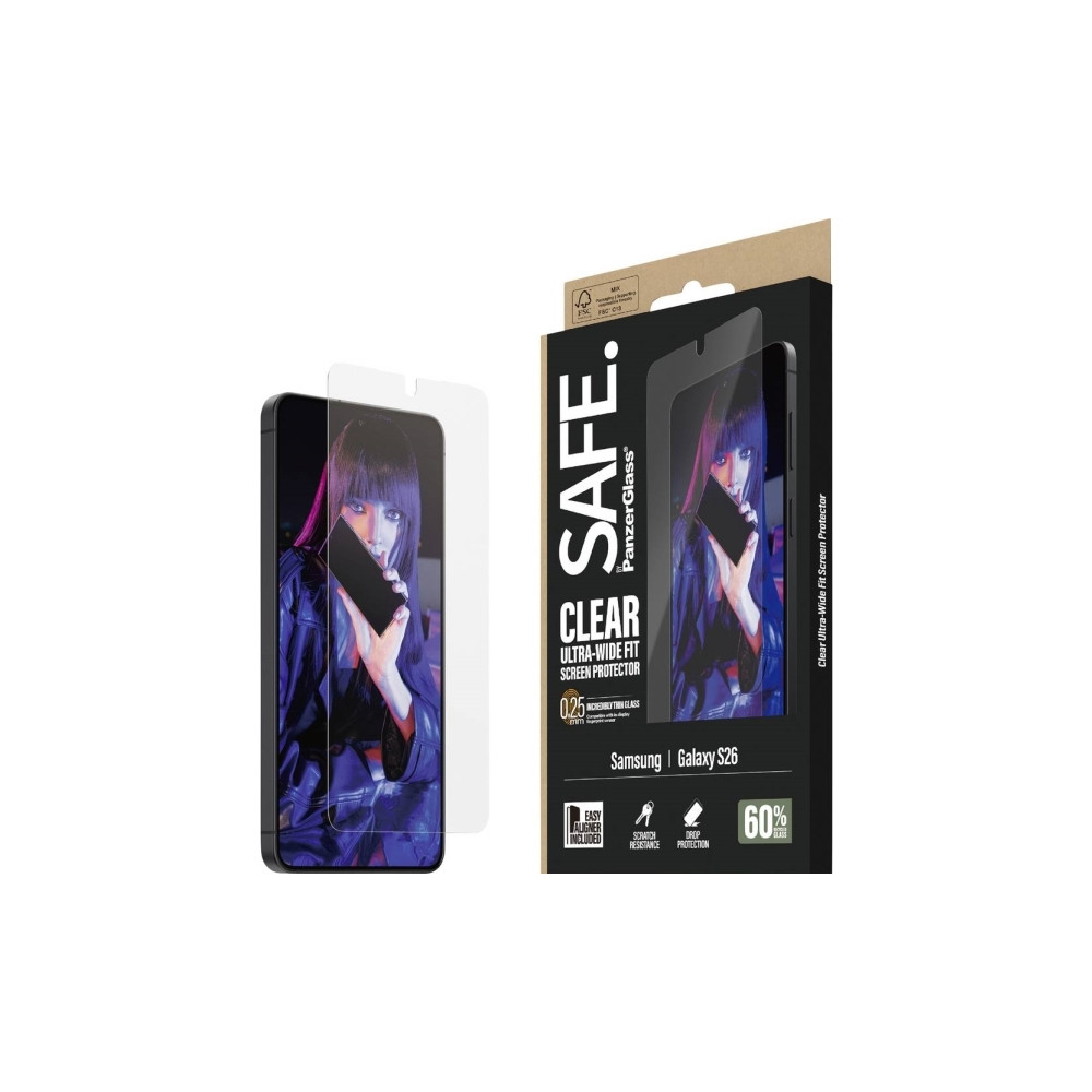 Produktbild för SAFE. by PanzerGlass - skärmskydd för mobiltelefon - ultrabred passning med EasyAligner