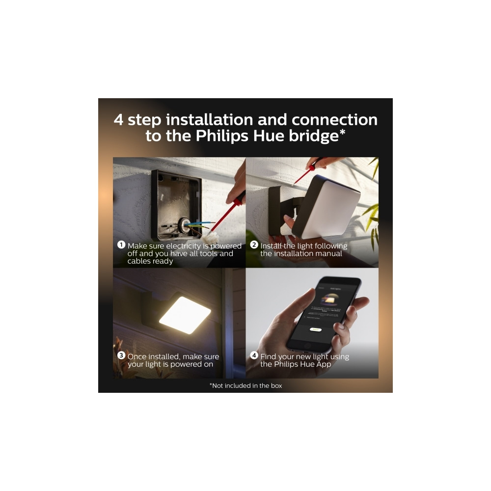 Produktbild för Philips Hue White Welcome - vägglampa - LED x 2 - 20.5 W - varmt vitt ljus - 2700 K - svart