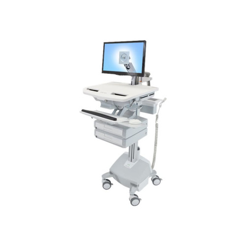 ERGOTRON Ergotron StyleView vagn - öppen arkitektur - för LCD-skärm/tangentbord/mus/processor/anteckningsbok/streckkodsläsare - grå, vit, polerat aluminium - TAA-kompatibel