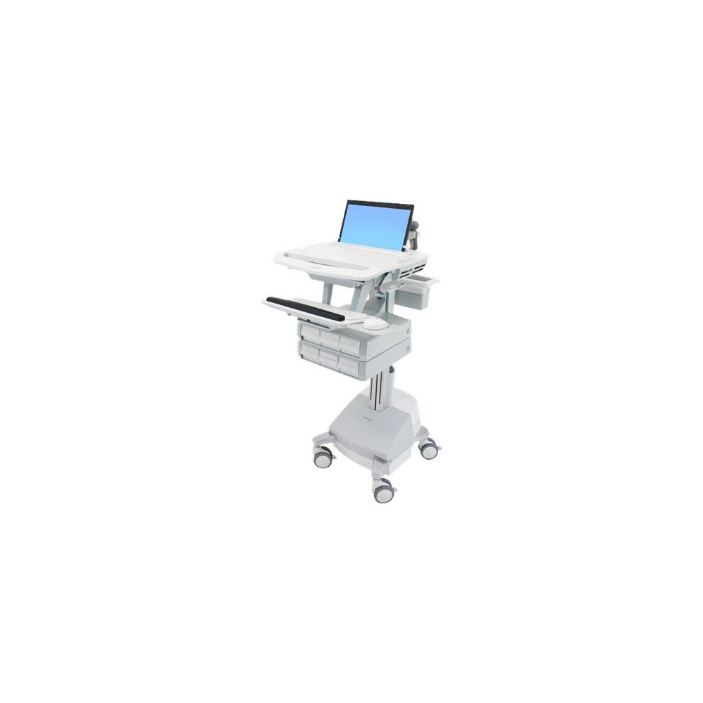 Produktbild för Ergotron StyleView vagn - öppen arkitektur - för notebook/tangentbord/mus - grå, vit, polerat aluminium - TAA-kompatibel
