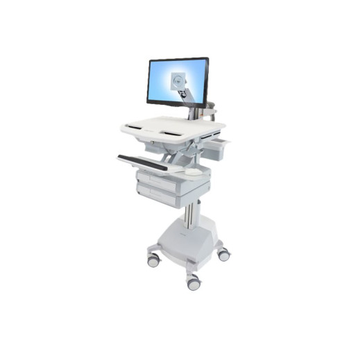 ERGOTRON Ergotron StyleView vagn - öppen arkitektur - för LCD-skärm/tangentbord/mus/processor/anteckningsbok/streckkodsläsare - grå, vit, polerat aluminium - TAA-kompatibel