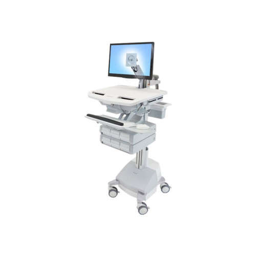 ERGOTRON Ergotron StyleView vagn - öppen arkitektur - för LCD-skärm/tangentbord/mus/processor/anteckningsbok/streckkodsläsare - grå, vit, polerat aluminium - TAA-kompatibel