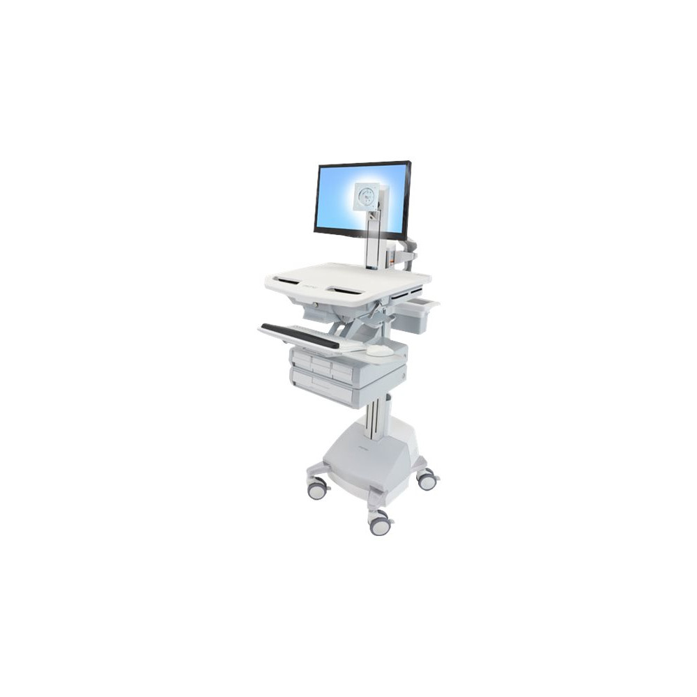Produktbild för Ergotron StyleView vagn - för LCD-skärm/tangentbord/mus/processor/anteckningsbok/streckkodsläsare - grå, vit, polerat aluminium - TAA-kompatibel