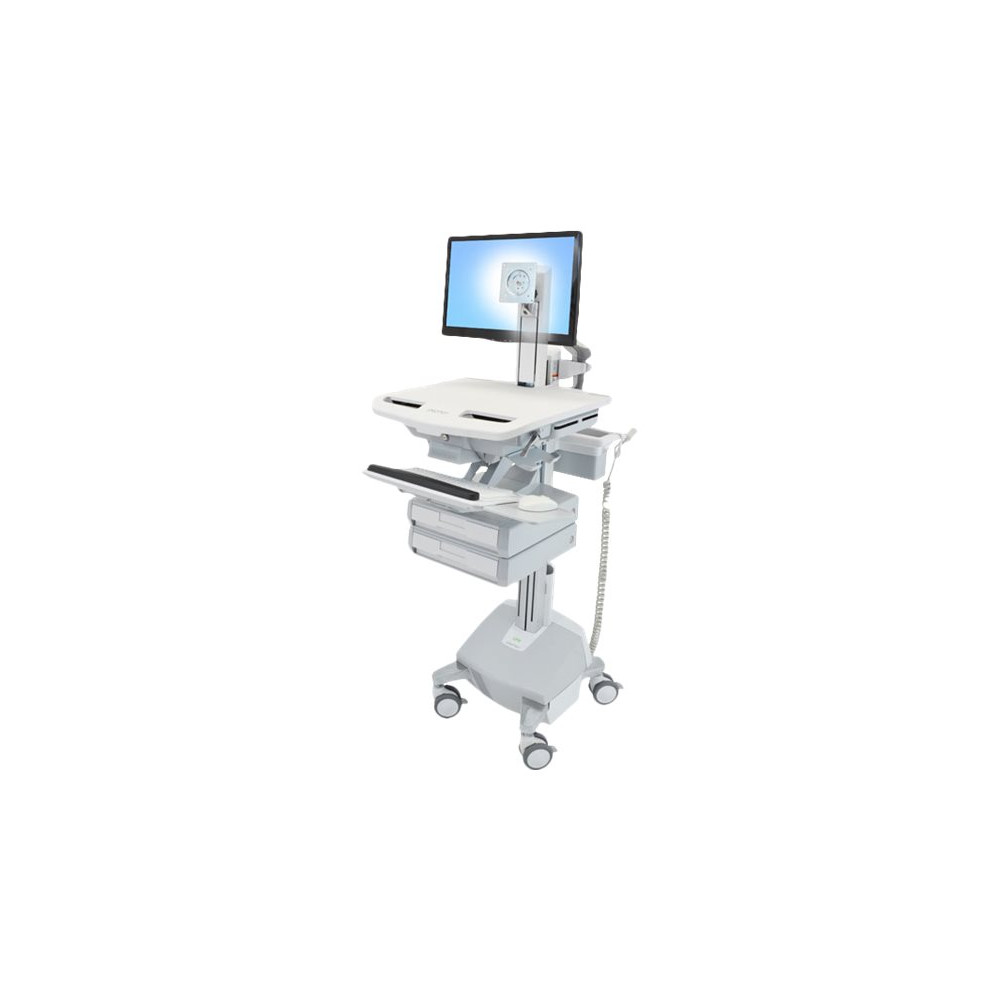 Produktbild för Ergotron StyleView vagn - för LCD-skärm/tangentbord/mus/processor/anteckningsbok/streckkodsläsare - grå, vit, polerat aluminium - TAA-kompatibel