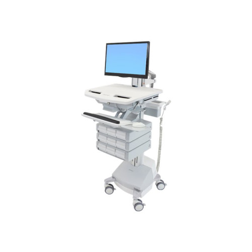 ERGOTRON Ergotron StyleView vagn - öppen arkitektur - för LCD-bildskärm/tangentbord/mus/processor/bärbar dator/kamera/skanner - grå, vit, polerat aluminium - TAA-kompatibel