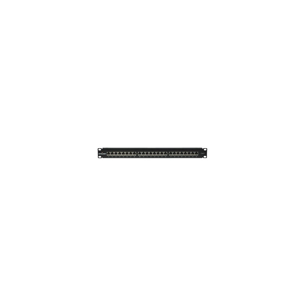 Produktbild för Intellinet Patch Panel, Cat6, FTP, 24-Port, 1U, Shielded, 90° Top-Entry Punch-Down Blocks, Black - patch-panel - 1U - 19"