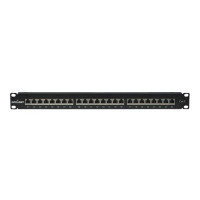 Produktbild för Intellinet Patch Panel, Cat6, FTP, 24-Port, 1U, Shielded, 90° Top-Entry Punch-Down Blocks, Black - patch-panel - 1U - 19"