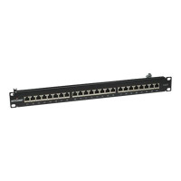 Produktbild för Intellinet Patch Panel, Cat6, FTP, 24-Port, 1U, Shielded, 90° Top-Entry Punch-Down Blocks, Black - patch-panel - 1U - 19"