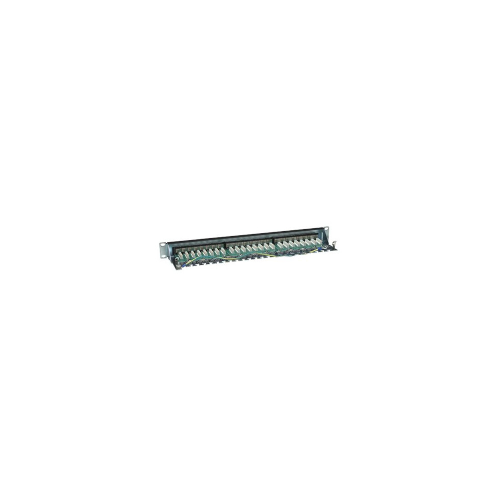 Produktbild för Intellinet Patch Panel, Cat6, FTP, 24-Port, 1U, Shielded, 90° Top-Entry Punch-Down Blocks, Black - patch-panel - 1U - 19"