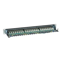 Produktbild för Intellinet Patch Panel, Cat6, FTP, 24-Port, 1U, Shielded, 90° Top-Entry Punch-Down Blocks, Black - patch-panel - 1U - 19"