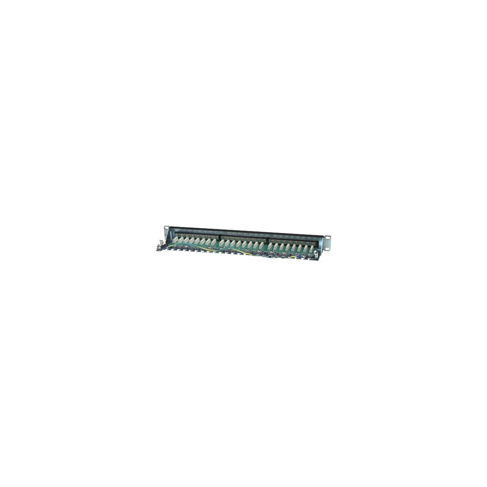 Produktbild för Intellinet Patch Panel, Cat6, FTP, 24-Port, 1U, Shielded, 90° Top-Entry Punch-Down Blocks, Black - patch-panel - 1U - 19"