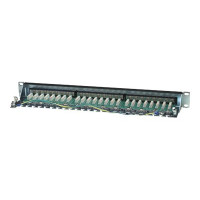 Produktbild för Intellinet Patch Panel, Cat6, FTP, 24-Port, 1U, Shielded, 90° Top-Entry Punch-Down Blocks, Black - patch-panel - 1U - 19"