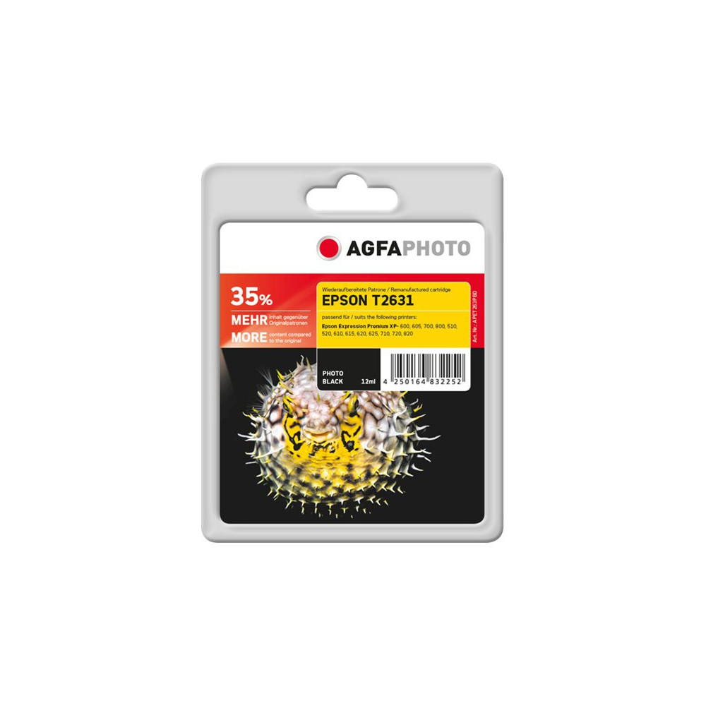 Produktbild för AgfaPhoto - foto-svart - kompatibel - återanvänd - bläckpatron (alternativ för: Epson 26XL, Epson C13T26314010, Epson T2631)