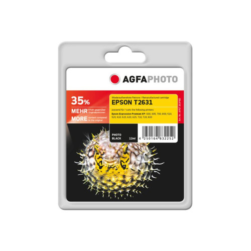 AGFAPHOTO AgfaPhoto - foto-svart - kompatibel - återanvänd - bläckpatron (alternativ för: Epson 26XL, Epson C13T26314010, Epson T2631)