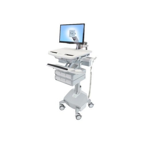 ERGOTRON Ergotron StyleView vagn - öppen arkitektur - för LCD-skärm/tangentbord/mus/processor/anteckningsbok/streckkodsläsare - grå, vit, polerat aluminium - TAA-kompatibel