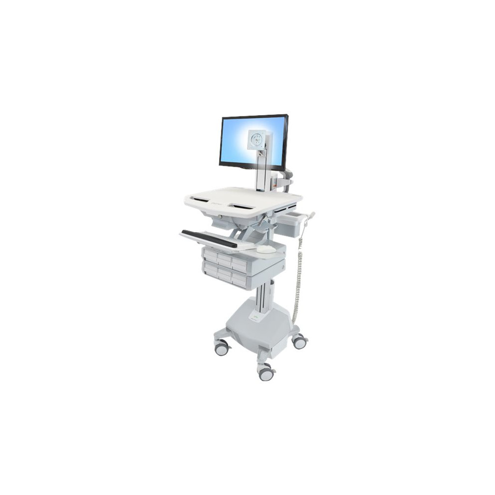 Produktbild för Ergotron StyleView vagn - öppen arkitektur - för LCD-bildskärm/tangentbord/mus/processor/bärbar dator/kamera/skanner - grå, vit, polerat aluminium - TAA-kompatibel