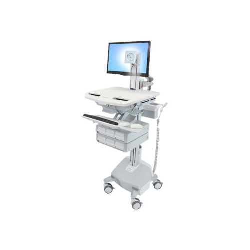 ERGOTRON Ergotron StyleView vagn - öppen arkitektur - för LCD-bildskärm/tangentbord/mus/processor/bärbar dator/kamera/skanner - grå, vit, polerat aluminium - TAA-kompatibel