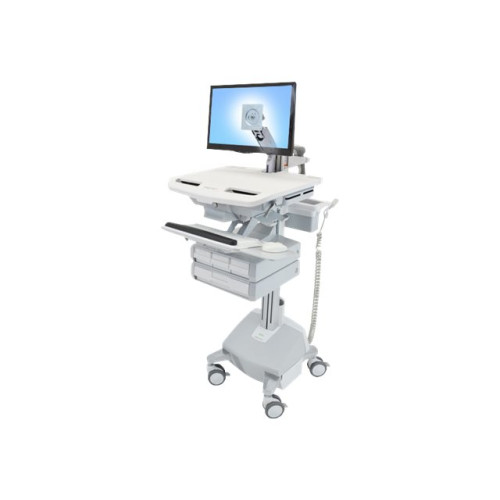 ERGOTRON Ergotron StyleView vagn - öppen arkitektur - för LCD-skärm/tangentbord/mus/processor/anteckningsbok/streckkodsläsare - grå, vit, polerat aluminium - TAA-kompatibel