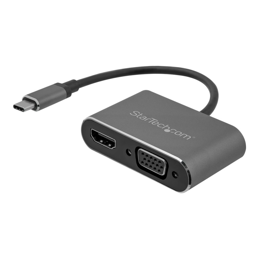 Produktbild för StarTech.com USB-C till VGA- och HDMI-adapter - 2-i-1 - 4K 30 Hz - rymdgrå - extern videoadapter - IT6222 - rymdgrå