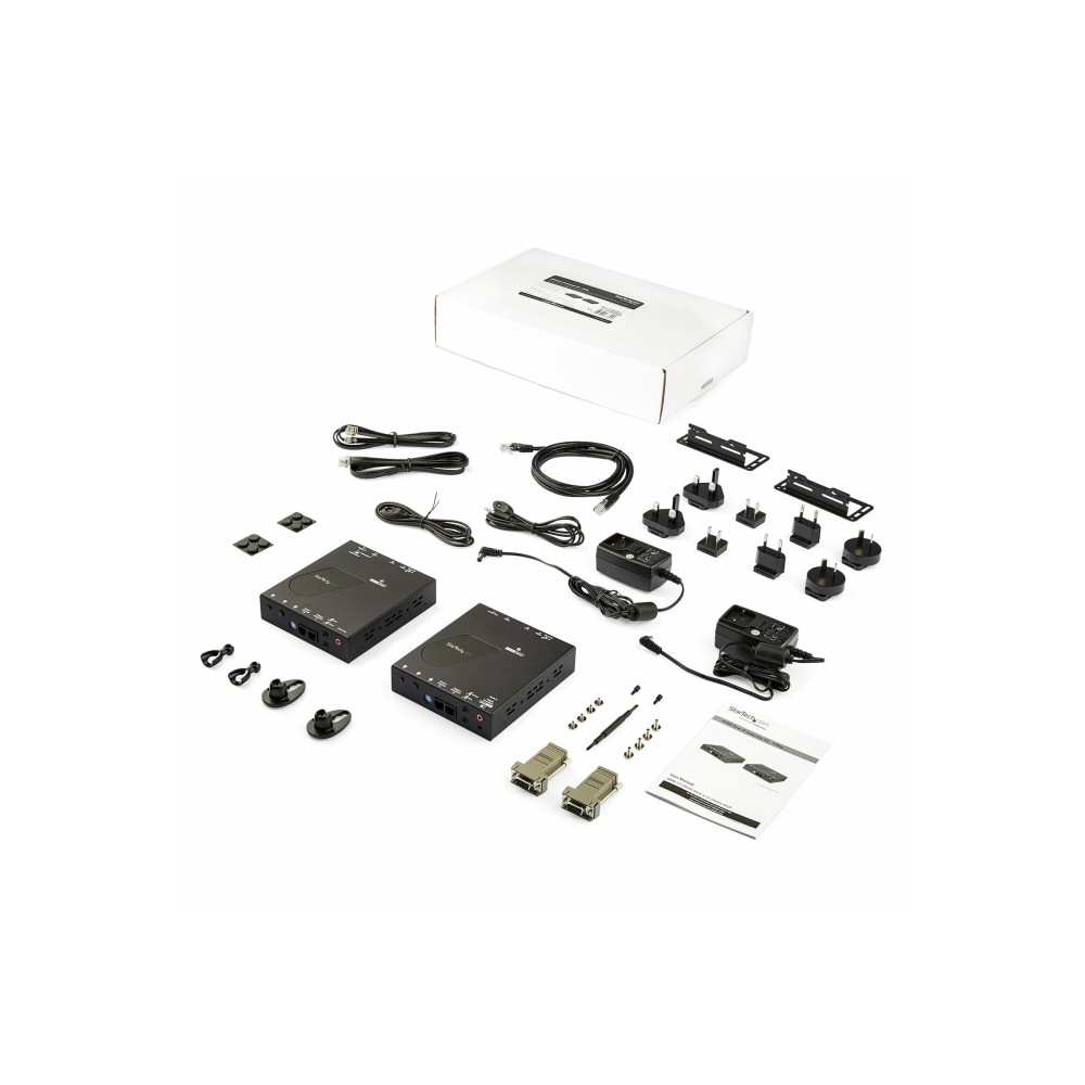 Produktbild för StarTech.com HDMI over IP Extender Kit with Video Wall Support - 1080p - HDMI over CAT5e / CAT6 Transmitter and Receiver Kit (ST12MHDLAN2K) - video/ljud/infraröd/seriell förlängare - HDMI - TAA-kompatibel