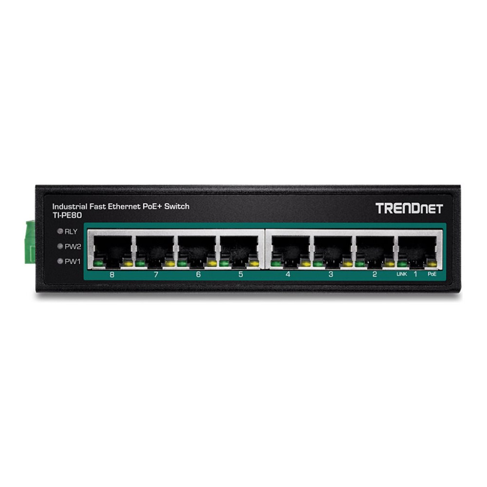 Produktbild för TRENDnet TI-PE80 - Industrial - switch - 8 portar - TAA-kompatibel