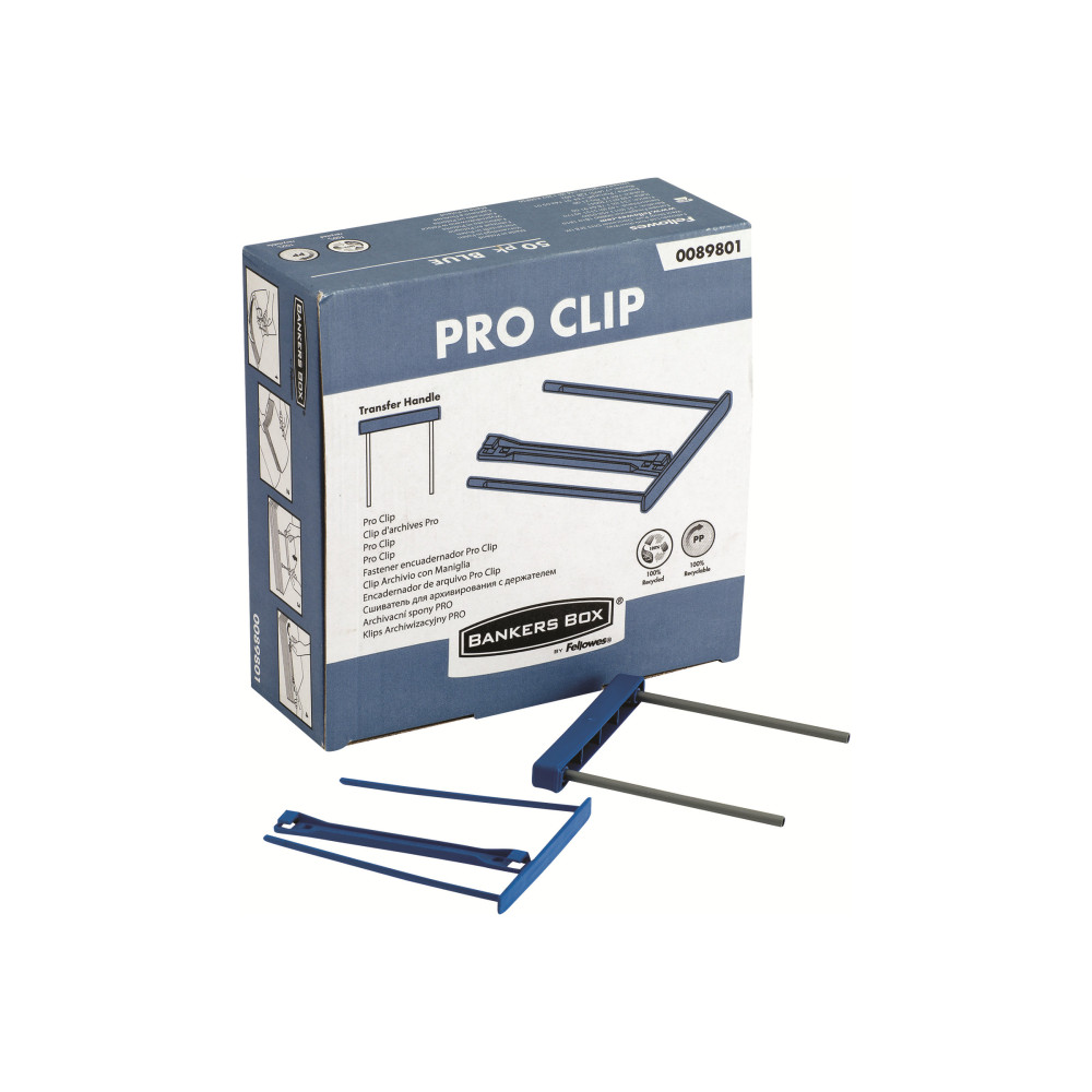Produktbild för Bankers Box Pro Clip - klämfästemekanism - blå (paket om 50)