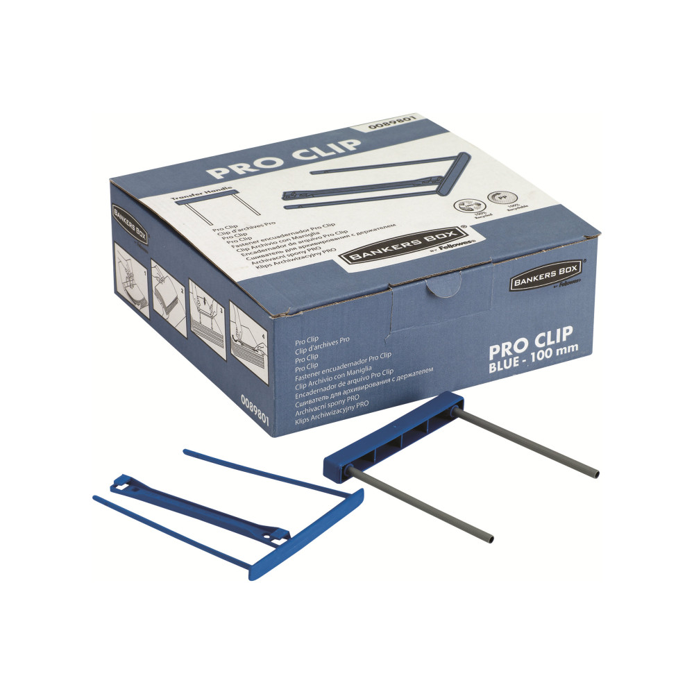 Produktbild för Bankers Box Pro Clip - klämfästemekanism - blå (paket om 50)
