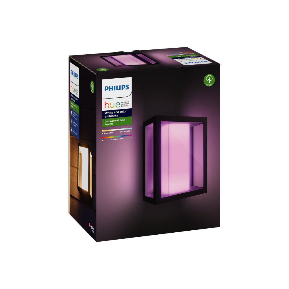 Produktbild för Philips Hue Impress - vägglampa - LED-glödlampa x 2 - 8 W - svart